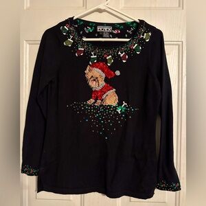Berek Christmas Yorkie Beaded Sweater